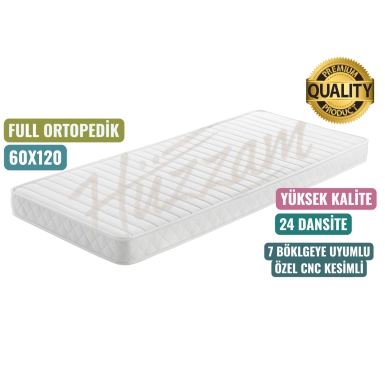 HÜZZAM Ortopedik Bebek Yatağı 60x120x15 cm – 24 DNS FLEXİ RELAX, Yaysız, Omurga Dostu